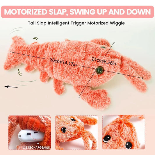 USB Charging Floppy Lobster Cats Toy Cute Interactive Shrimp Dog Toys Washable Electric Dancing Lobster Toy Pet Supplies